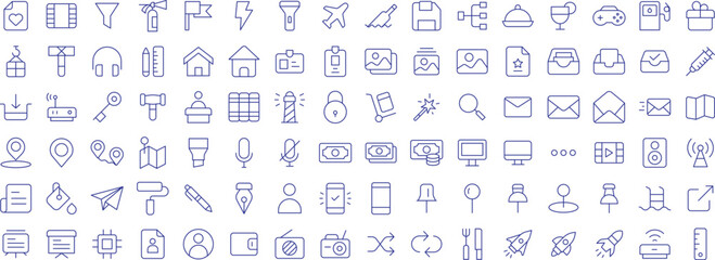 Basic UI and Web outline icons set, including icons such as Avatar, Cash, Diagram, Distance, Home,, and more. Vector icon collection