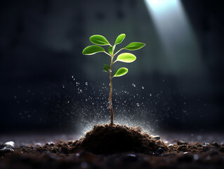 New Life concept with seedling growing sprout tree. business development symbolic.