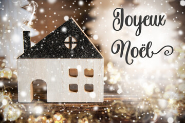 Text Joyeux Noel, Means Merry Christmas, House, Christmas or Winter Background