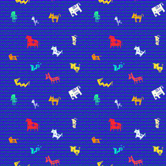 12 zodiac signs , seamless pattern , chic and simple graphic design , colorful animal in 12 year on Wovenfabric digital art