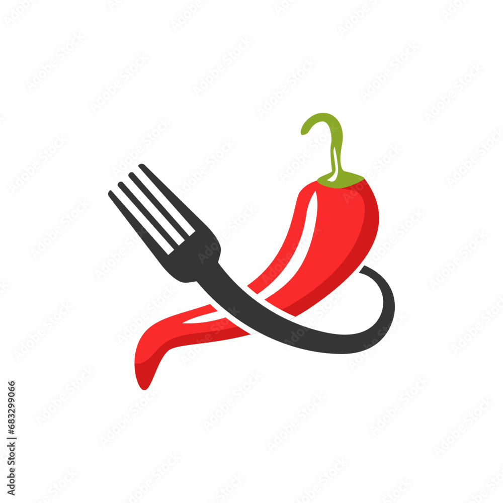 Canvas Prints Chili pepper logo template. Spicy vegetables vector design. Food illustration on white background