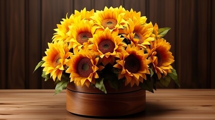 Radiant 3D sunflowers surrounding a blank space, ideal for love captions