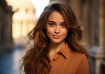 Obraz premium Vogue smiling girl in the street