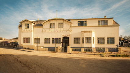 Kreplin House, a historic German-style building in Luderitz, Namibia. It was built in 1909 for Emil...