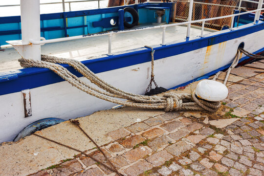 close-up of a fishing boat moored