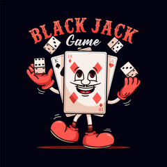 Poker card mascot character playing dice. Suitable for logos, mascots, t-shirts, stickers and posters