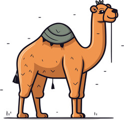 Cute camel with hat vector illustration in doodle style