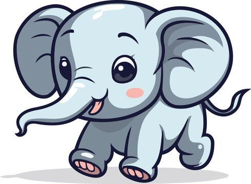 Cute cartoon elephant vector illustration isolated on a white background