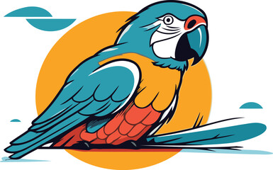 Vector illustration of a macaw parrot on a white background