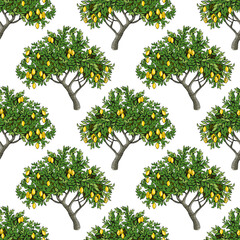 Seamless pattern with lemon trees