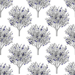 Obraz premium Seamless pattern with plum trees