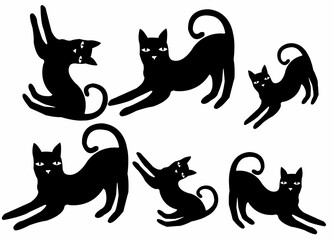 set of cats silhouettes