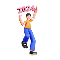3D Character New Year Male Illustration