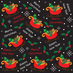 christmas sleigh pattern for christmas card, gift wrap design