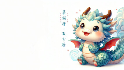 Cute dragon simbol of the year 2024. Generative AI