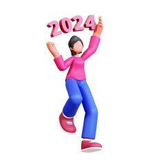 3D Character New Year Female Illustration