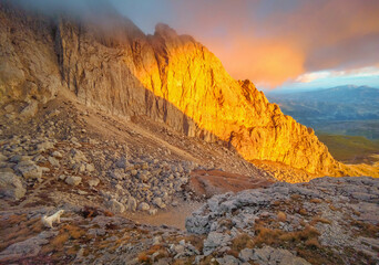 Appennini mountains, Italy - The mountain summit of central Italy, Abruzzo region, above 2500 meters, with alpinists