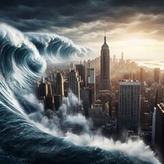 Tsunami New York City Coast Huge Wave Catastrophe