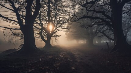 Photo wideangle landscape outdoor fog