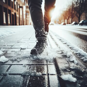walking on the winter street professional photo