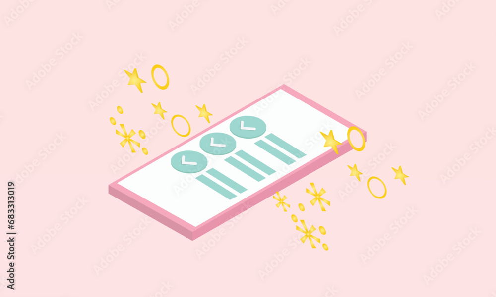 Poster 3d minimal check mark icon isolated on mobile phone. 3d check list button best choice for right, suc