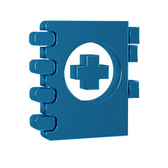 Obraz premium Blue Medical clipboard with clinical record icon isolated on transparent background. Prescription, medical check marks report.