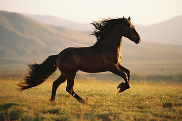 Clean lines form the silhouette of a running horse, capturing the essence of movement and grace.