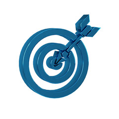 Blue Target with arrow icon isolated on transparent background. Dart board sign. Archery board icon. Dartboard sign. Business goal concept.