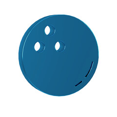 Blue Bowling ball icon isolated on transparent background. Sport equipment.