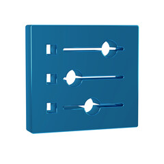 Blue Car settings icon isolated on transparent background. Auto mechanic service. Repair service auto mechanic. Maintenance sign.