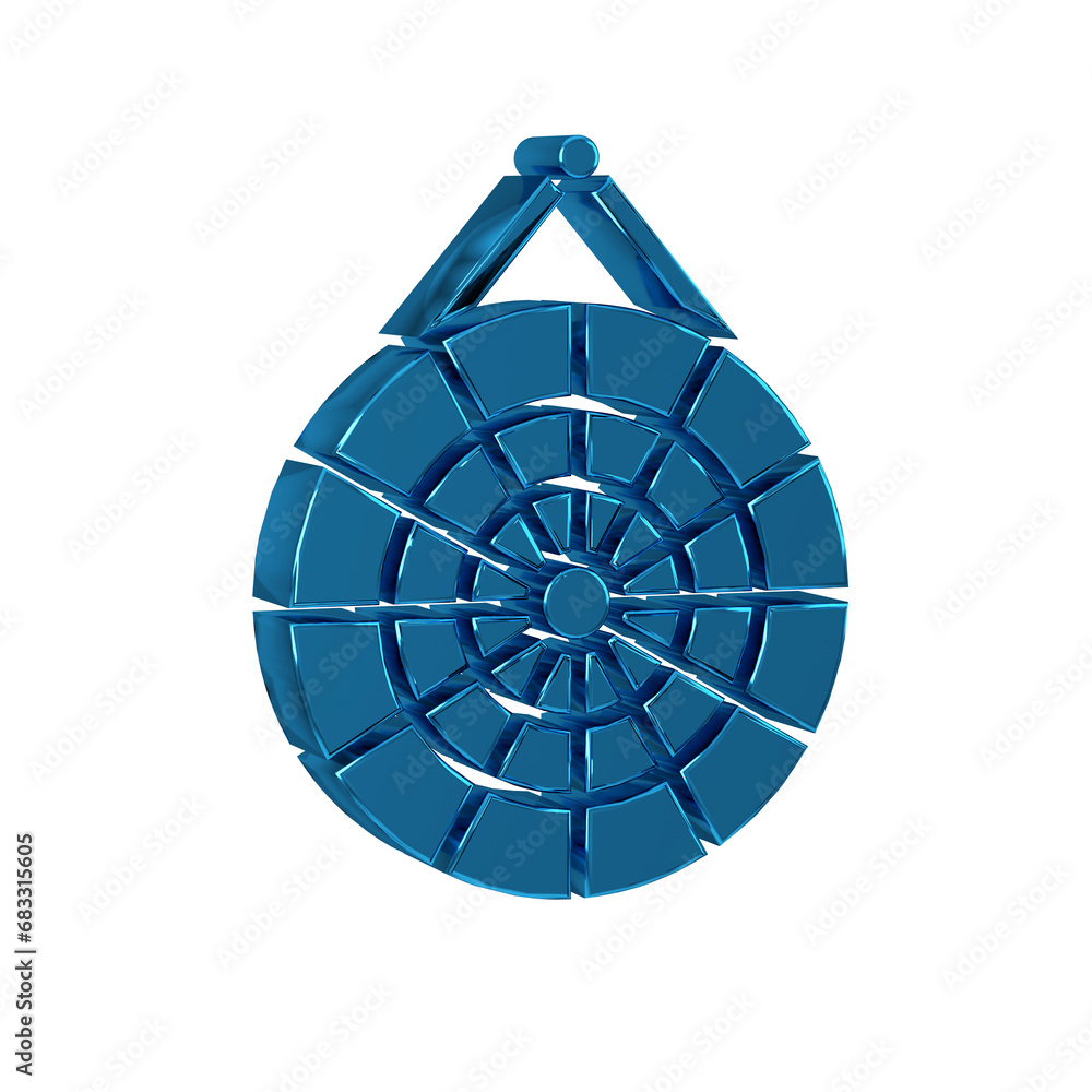 Poster blue classic dart board and arrow icon isolated on transparent background. dartboard sign. game conc