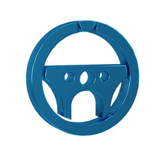 Blue Steering wheel icon isolated on transparent background. Car wheel icon.