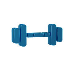Blue Dumbbell icon isolated on transparent background. Muscle lifting icon, fitness barbell, gym, sports equipment, exercise bumbbell.