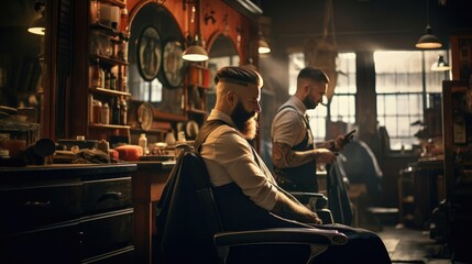 Obraz na płótnie Canvas Barber in a barbershop