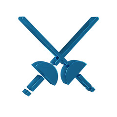 Blue Fencing icon isolated on transparent background. Sport equipment.