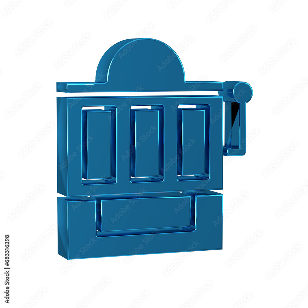 Sticker blue slot machine icon isolated on transparent background.