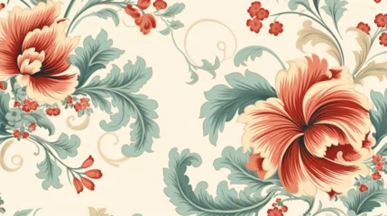 Behang Vintage Pattern Vector Illustration Background, Retro Ornate Design © Sunanta