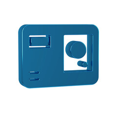 Blue Action extreme camera icon isolated on transparent background. Video camera equipment for filming extreme sports.
