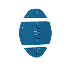 Blue Rugby ball icon isolated on transparent background.
