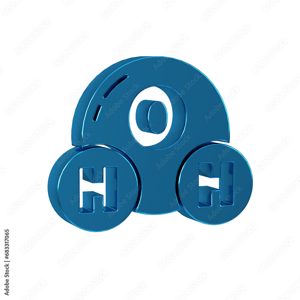 Wall mural blue chemical formula for water drops h2o shaped icon isolated on transparent background.