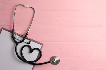 stethoscope on color background. Health, medicine 
