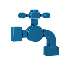 Blue Water tap icon isolated on transparent background.