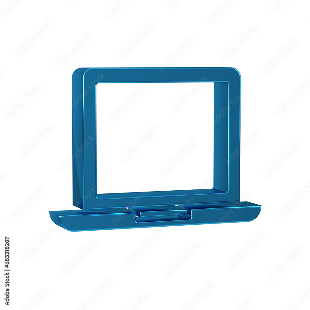 Poster blue laptop icon isolated on transparent background. computer notebook with empty screen sign.
