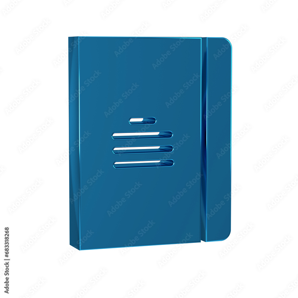 Poster blue notebook icon isolated on transparent background. spiral notepad icon. school notebook. writing