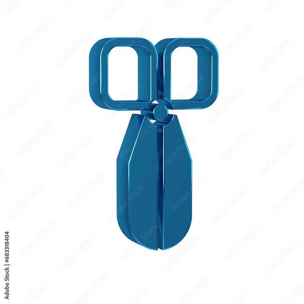 Poster blue scissors icon isolated on transparent background. cutting tool sign.