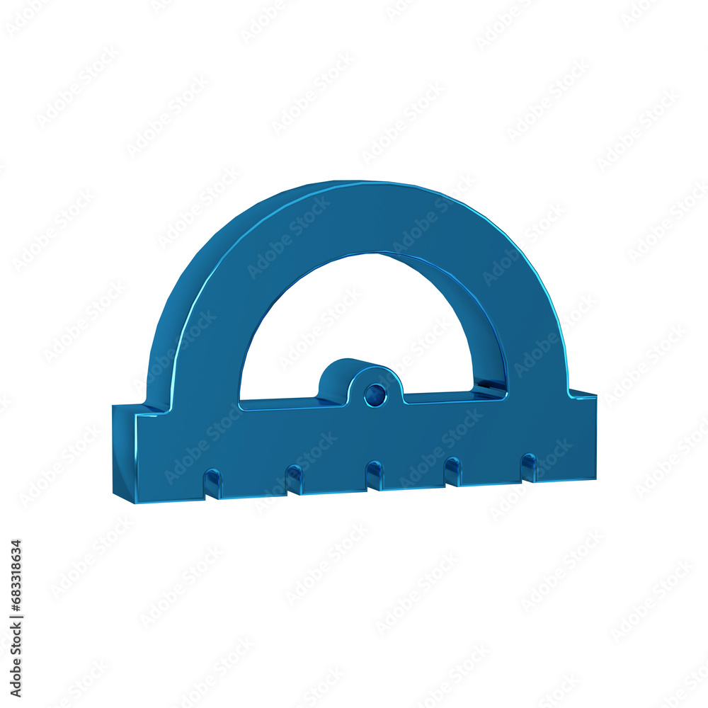 Poster blue protractor grid for measuring degrees icon isolated on transparent background. tilt angle meter