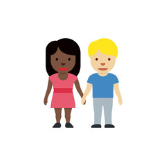 Woman and Man Holding Hands: Dark Skin Tone, Medium-Light Skin Tone