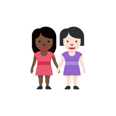 Women Holding Hands: Dark Skin Tone, Light-Skin Tone