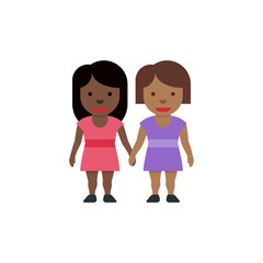 Women Holding Hands: Dark Skin Tone, Medium-Dark Skin Tone