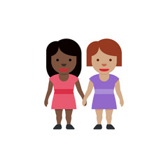 Women Holding Hands: Dark Skin Tone, Medium-Skin Tone